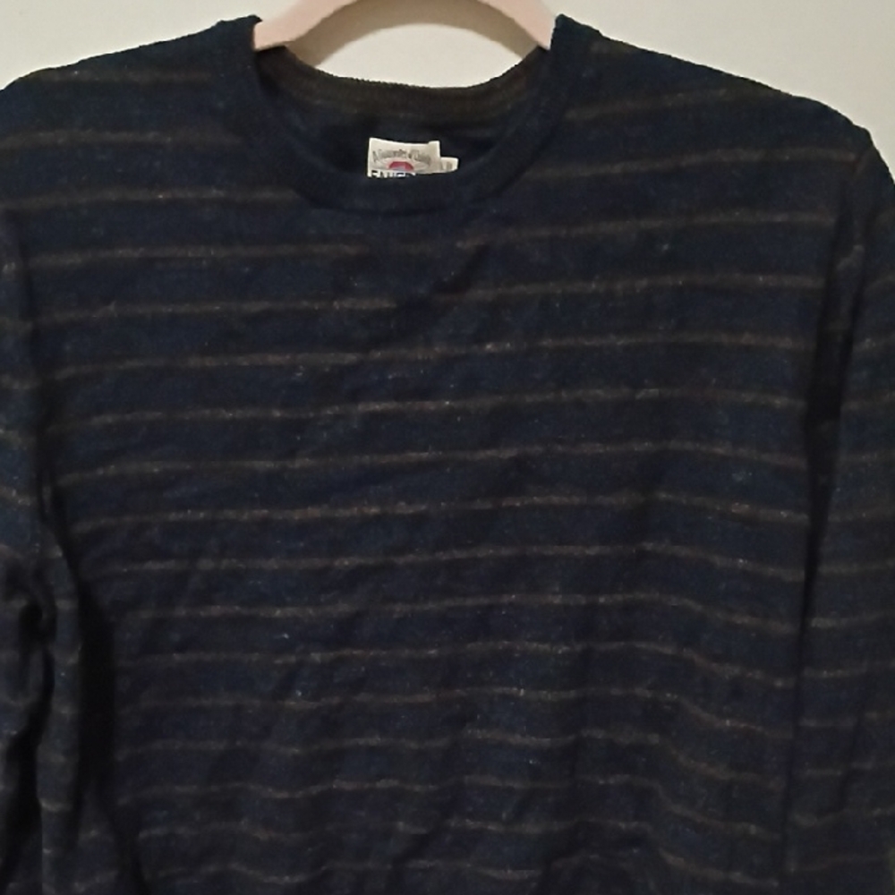 Faherty Midnight and Charcoal Striped Pullover